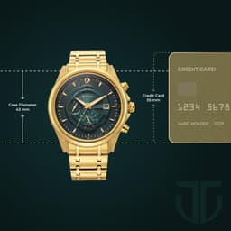 Titan Regalia Premium Quartz Chronograph with Date Forest Green Dial Gold Stainless Steel Strap Watch for Men - NT1830YM02 - Thumbnail 4