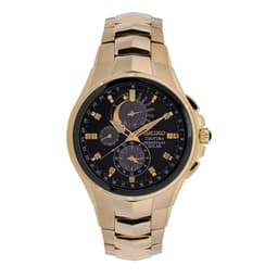 Seiko Analogue Men's Stainless Steel Watch (Black Dial Yellow Colored Strap) - Thumbnail 1
