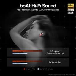 Boat Nirvana X TWS,Knowles Dual Drivers, Hi-Res Audio LDAC, App Support,4Mic ENx,Dual Pair,Spatial Audio,Fast Charge, Bluetooth Earbuds, TWS Ear Buds Wireless Earphones with mic (Galactic Red) - Thumbnail 7