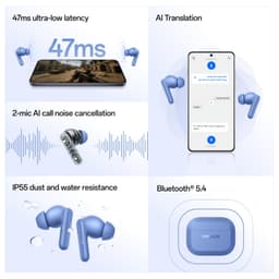 OnePlus Nord Buds 3r TWS Earbuds up to 54 Hours Playback, 2-mic Clear Calls, 3D Spatial Audio, AI Translation, 12.4mm Drivers, Dual-Device Connectivity, 47ms Low Latency - Ash Black - Thumbnail 3