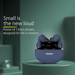 Philips TAT1269 Bluetooth Truly Wireless in Ear Earbuds with mic, 13mm Drivers, Bluetooth 5.4, 40H Playtime, IPX5, Fast Charging, Touch Controls, Voice Assistant, Mono Mode, LED Indicator(Cosmic Blue) - Thumbnail 2