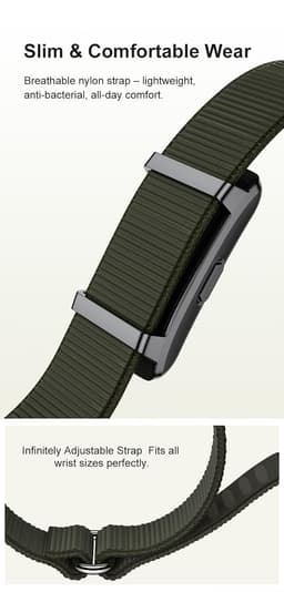 Premium Metal Fitness Band – 50 Days Battery Life, Advanced Health Monitoring (Heart Rate, SpO2, HRV &amp; Body Temp), Sleep Tracking, AI Health Insights &amp; Smart Notifications (Green) - Thumbnail 7