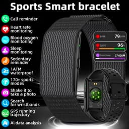 Smart Fitness Band Activity Trackers, CLEARLY TELL NOT AMAZFITI HELIO STRAP SIMILAR LOOK LIKE,Fitness Tracker Heart Rate Monitor SpO2 HRV Stress Level Tracking Fitness Tracker Subscription Free BLACK - Thumbnail 5