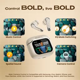ACwO Dwots Bold Wireless in Ear Earbuds|India'S 1St Smart 1.83" True HD Touch Display|ANC (32Db)|4 ENC Mics for Clear Calls|Find My Earphone|3D Spatial Sound|Quick Charge|60Hrs Playtime (Bold Grey) - Thumbnail 4