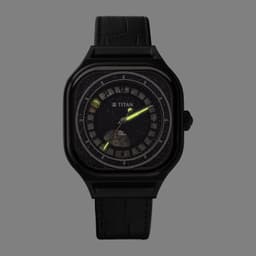 Titan Regalia Stellar Automatic Aventurine Dial Leather Strap Watch for Men-10008NL01 - Thumbnail 2