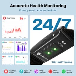 Maxelon Maxfit Smart Fitness Band with Upto 40 Days Battery Life, 130+ Sports Modes, Advanced Health Tracking, Stress, Sleep, Smart Notifications – Black - Thumbnail 4