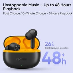 realme Buds T200 Lite Bluetooth in Ear Earbuds,4 Mic, AI ENC for Calls,48 Hours Total Playback with Fast Charging and Low Latency Gaming TWS,Google Fast Pair, with mic (Volt Black) - Thumbnail 7