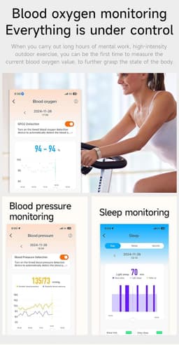 Smart Bracelet for Men Women, Wearable Health Activity Fitness Trackers Sports Monitoring Sleep Tracker with Free APP and 2 Bands (JF44) - Thumbnail 4