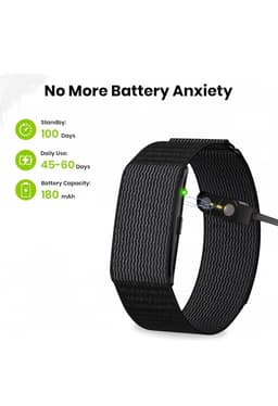 Smart Fitness Band Activity Trackers, CLEARLY TELL NOT AMAZFITI HELIO STRAP SIMILAR LOOK LIKE,Fitness Tracker Heart Rate Monitor SpO2 HRV Stress Level Tracking Fitness Tracker Subscription Free BLACK - Thumbnail 9