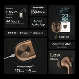 Noise Master Buds, Sound by Bose in-Ear Bluetooth Earbuds, Up to 49dB Adaptive ANC, LHDC 5.0, Immersive Spatial Audio, 44H Playtime with 6 mic ENC, Dual Pairing, IPX5 Ear Buds TWS (Espresso Bronze) - Thumbnail 4