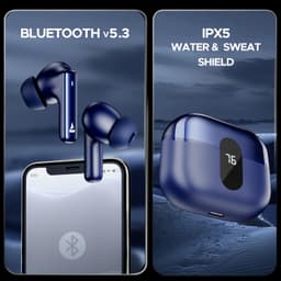 Boat Airdopes 121 Pro Plus,100H Battery,4Mics ENx,Low Latency,Fast Charge, LED Display, Stream Ad Free Music via App Support, Bluetooth in Ear Earbuds, TWS Ear Buds Wireless Earphones with mic (Blue) - Thumbnail 8