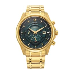 Titan Regalia Premium Quartz Chronograph with Date Forest Green Dial Gold Stainless Steel Strap Watch for Men - NT1830YM02 - Thumbnail 1