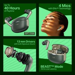 Boat Airdopes 219, 4Mics ENx, 40H Battery, Best in Segment for Calling, Stream Ad Free Music via App Support, Bluetooth Earbuds, TWS Ear Buds Wireless Earphones with mic (Forest Sage) - Thumbnail 3