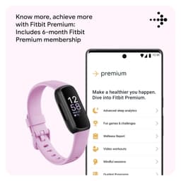 Fitbit Inspire 3 Health &amp; Fitness Tracker (Lilac Bliss/Black) with 6-Month Premium Membership - Thumbnail 8