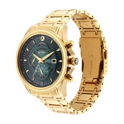 Titan Regalia Premium Quartz Chronograph with Date Forest Green Dial Gold Stainless Steel Strap Watch for Men - NT1830YM02 - Thumbnail 7
