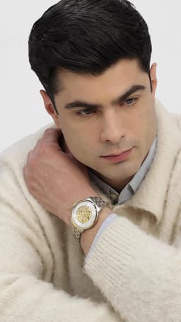 Titan Golden Heart Skeletal Automatic Analog with Silver Dial Dual-Tone Stainless Steel Strap Watch for Men - 90110BM01 - Thumbnail 2