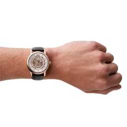 Emporio Armani Leather Analog Silver Dial Men Watch-Ar60007, Black Band - Thumbnail 6
