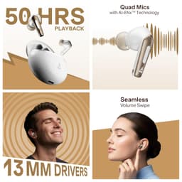 boAt Airdopes Prime 512 (2026 Launch) Volume Swipe Control, 4Mics AI-ENx, 50H Battery, Multi Connect, App Support, BT v6.1, Bluetooth Earbuds, TWS Ear Buds Wireless Earphones with mic(Moonstone White) - Thumbnail 2