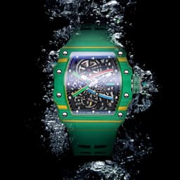 FEICE Men's Vintage Automatic Mechanical Watch | Skeleton Waterproof Watch | Silicone Strap | Sport Luminous Analog | Unique Business Wristwatch for Men | Green FM603 - Thumbnail 3