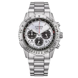 Citizen CA4660-61A Chronograph Eco-Drive Men's Watch – Stainless Steel Case &amp; Band, Sapphire Crystal,White Dial - Thumbnail 1