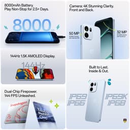 OnePlus Nord CE6 | 8GB+128GB | Pitch Black | Snapdragon 7s Gen 4 | Segment's Fastest Touch Response | 8000mAh Battery | 144Hz 1.5K AMOLED Display | 50MP Main + 32MP Selfie 4K Cameras | IP66,68,69,69K - Thumbnail 4