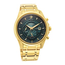 Titan Regalia Premium Quartz Chronograph with Date Forest Green Dial Gold Stainless Steel Strap Watch for Men - NT1830YM02 - Thumbnail 5