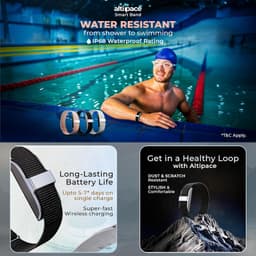 Alti Smart Band - Health &amp; Fitness Tracker with Stress, Activity, HRV, Sleep, SPO2, Skin Temperature, Women's Health Monitor, IP63 Waterproof, 20+ Sport Mode with Free App (Black) - Thumbnail 8