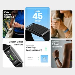 Pebble Newly Launched Qore Fitness Band with 45 Days Battery Life | 100+ Sports Modes | Advanced Health Tracking | HR &amp; SpO2| Stress| Sleep | OneKey Measurement | Smart Notifications - Black - Thumbnail 2