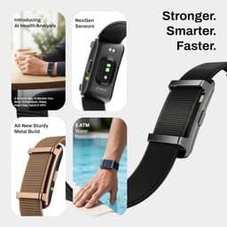 Pebble Newly Launched Qore 2 Premium Metal Fitness Band | 45 Days Battery Life, Heart Rate, SpO2, HRV &amp; Body Temp Monitor, Sleep Tracker, AI Health Analysis, Smart Notifications (Cosmic Black) - Thumbnail 2