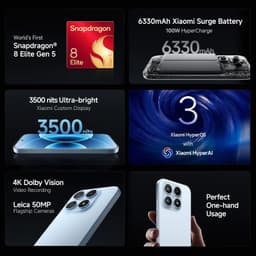 XIAOMI 17 (12GB/512GB)|50MP Leica Triple Camera|Snapdragon 8 Elite Gen 5|6.3" CrystalRes 1-120Hz AMOLED|6330mAh Battery|100W HyperCharge HyperOS 3|3500nits Display| Ice Blue Edition - Thumbnail 3