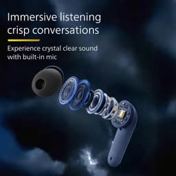 Philips TAT1269 Bluetooth Truly Wireless in Ear Earbuds with mic, 13mm Drivers, Bluetooth 5.4, 40H Playtime, IPX5, Fast Charging, Touch Controls, Voice Assistant, Mono Mode, LED Indicator(Cosmic Blue) - Thumbnail 4