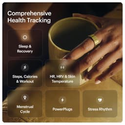 ULTRAHUMAN Ring AIR - Bionic Gold - Size 7 - Smart Ring | No Monthly Subscription | Size First with Sizing Kit | Sleep Tracking Wearable - Heart Rate - Fitness Tracker - Thumbnail 3