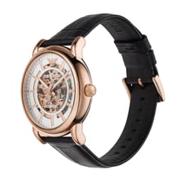 Emporio Armani Leather Analog Silver Dial Men Watch-Ar60007, Black Band - Thumbnail 2
