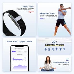 Alti Smart Band - Health &amp; Fitness Tracker with Stress, Activity, HRV, Sleep, SPO2, Skin Temperature, Women's Health Monitor, IP63 Waterproof, 20+ Sport Mode with Free App (Black) - Thumbnail 3