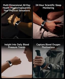 élixir SENSE AI Health &amp; Fitness Tracker | Advanced 24/7 HRV, ECG, SpO₂, BP, Skin Temp Monitoring | Sleep, Stress &amp; Activity Tracking | Body Composition Analysis | Recovery &amp; Wellness Guidance (Lunar) - Thumbnail 3