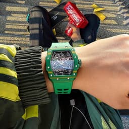 FEICE Men's Vintage Automatic Mechanical Watch | Skeleton Waterproof Watch | Silicone Strap | Sport Luminous Analog | Unique Business Wristwatch for Men | Green FM603 - Thumbnail 7
